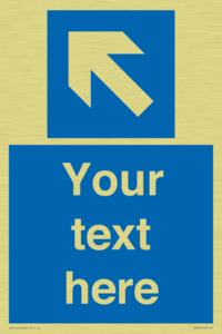 Custom Mandatory directional sign, blue arrow up and left